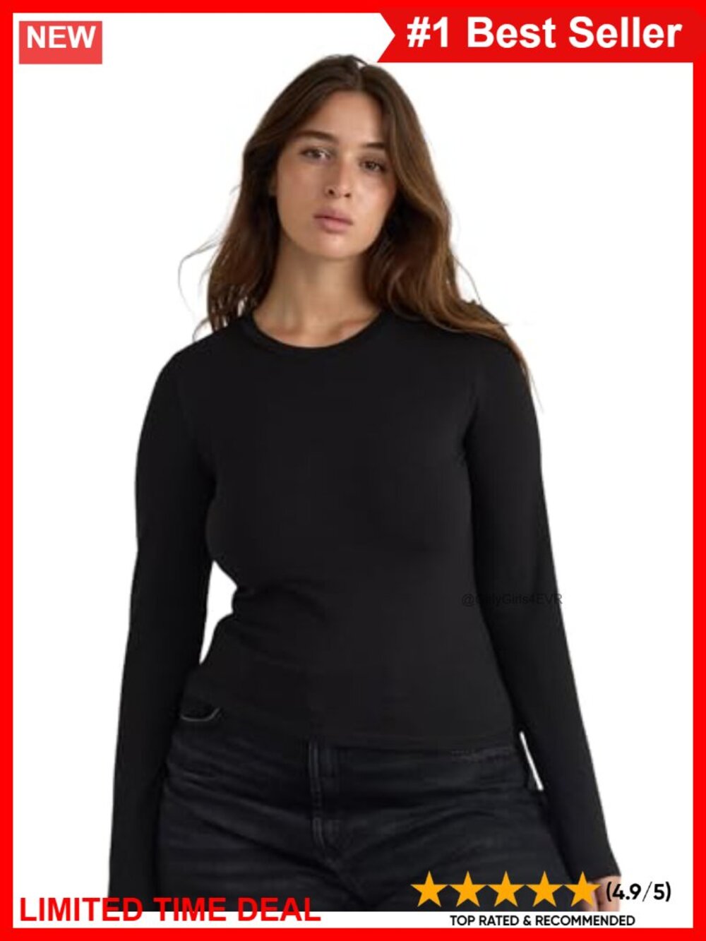 Organic Cotton Long Sleeve Crew Neck Tee Slim Fit Layering Top